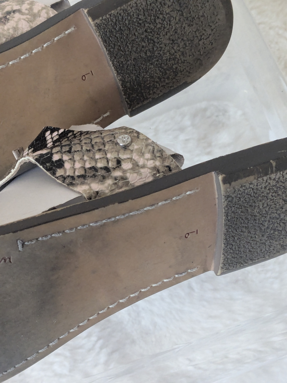 Sam Edelman Gigi Thong Sandals Snake Print Leather Brown Flat Size 9 - Picture 14 of 14